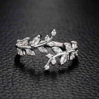 Autumn Zircon Laurel Leaf Ring in silver