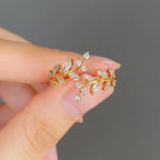 Autumn Zircon Laurel Leaf Ring in gold