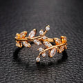 Autumn Zircon Laurel Leaf Ring in gold