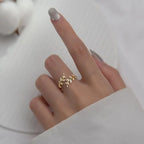 Gold Zircon Laurel Leaf Ring