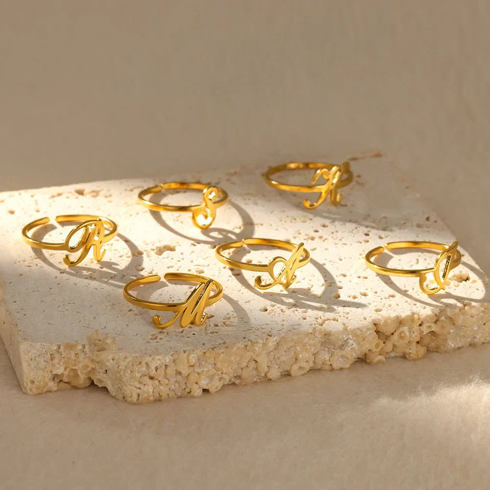 Personalized thin ring with initial