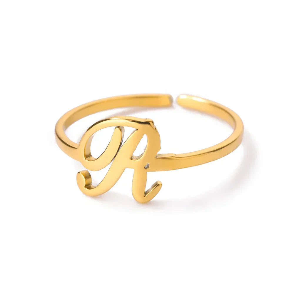 Personalized thin ring with initial r