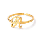 Personalized thin ring with initial r