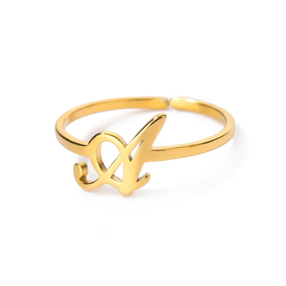 Personalized thin ring with initial a