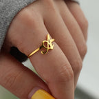 Personalized thin ring with initial a