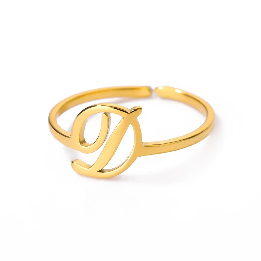 Personalized thin ring with initial d
