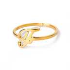Personalized thin ring with initial f