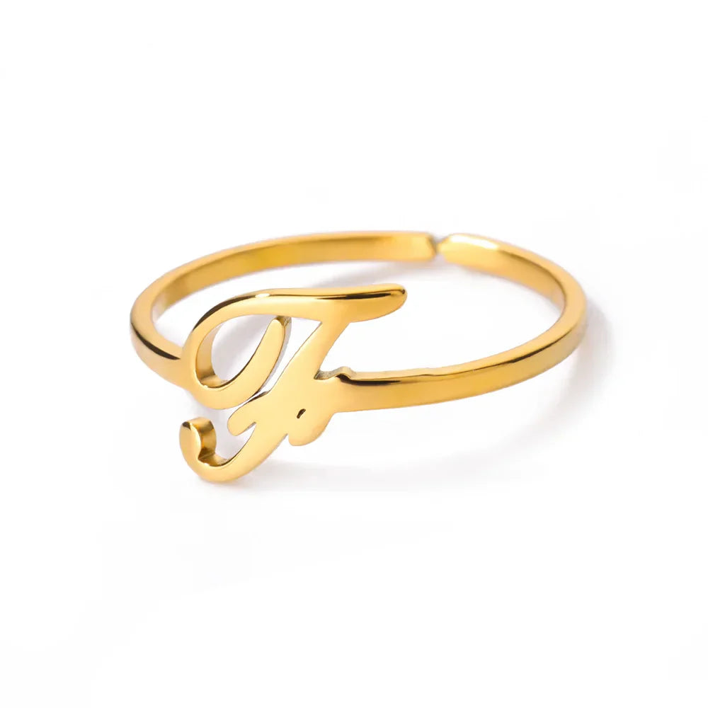 Personalized thin ring with initial f