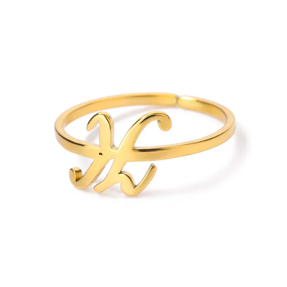 Personalized thin ring with initial k