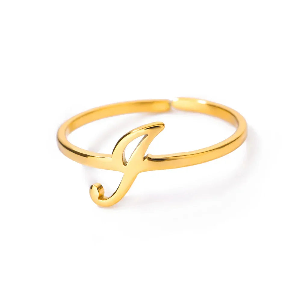 Personalized thin ring with initial i