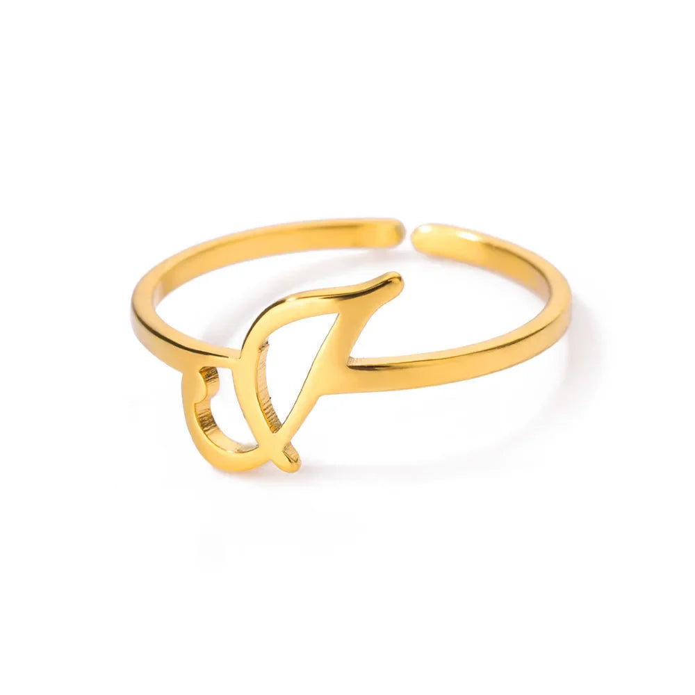 Personalized thin ring with initial j