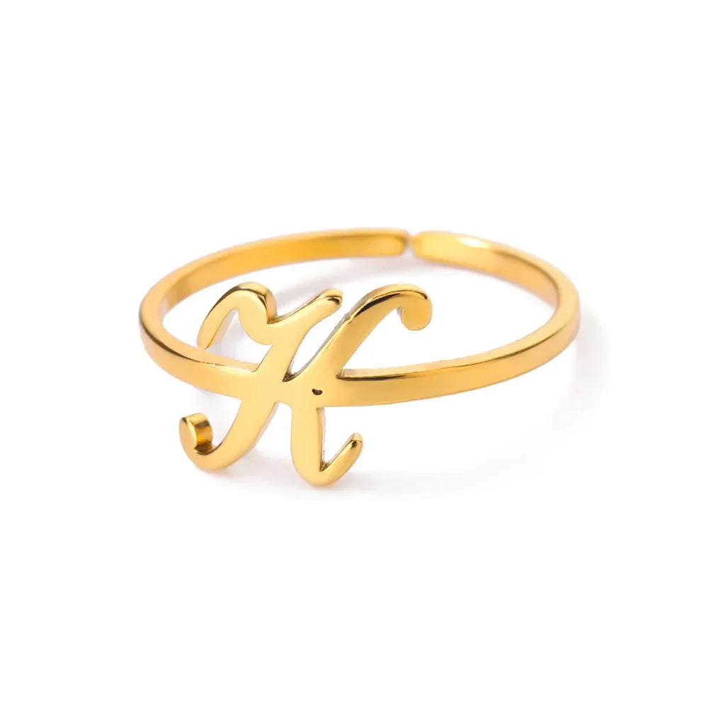 Personalized thin ring with initial k