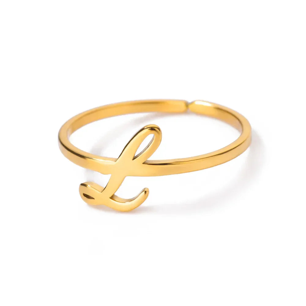 Personalized thin ring with initial l