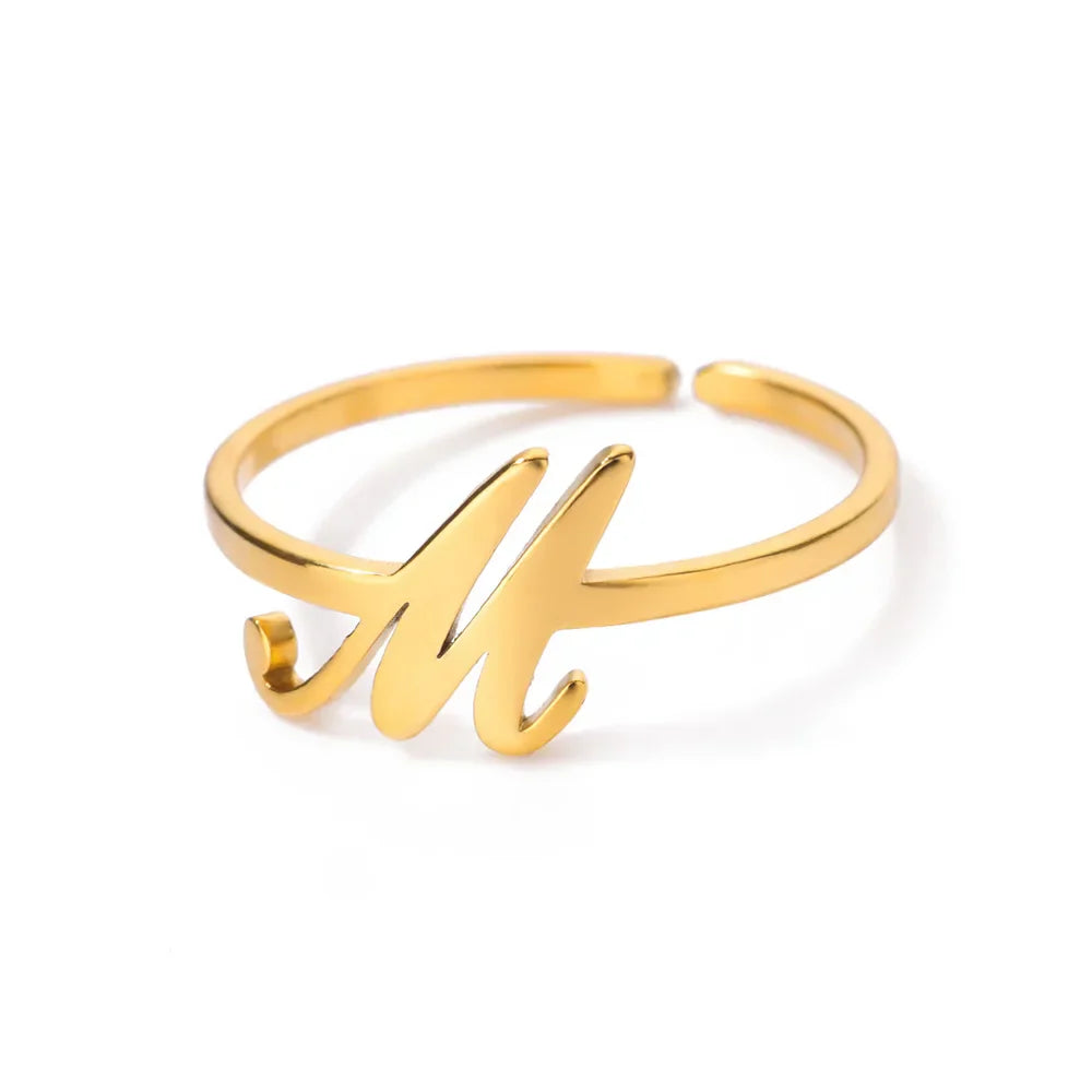 Personalized thin ring with initial m