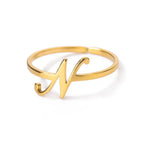 Personalized thin ring with initial n