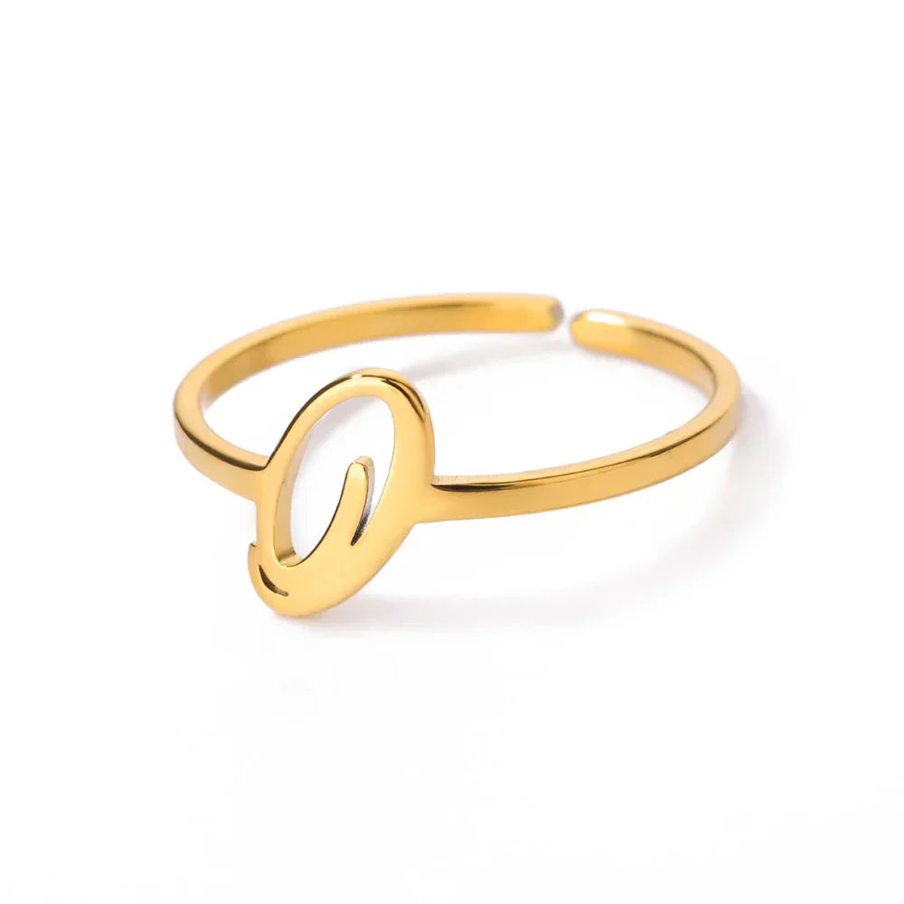 Personalized thin ring with initial o