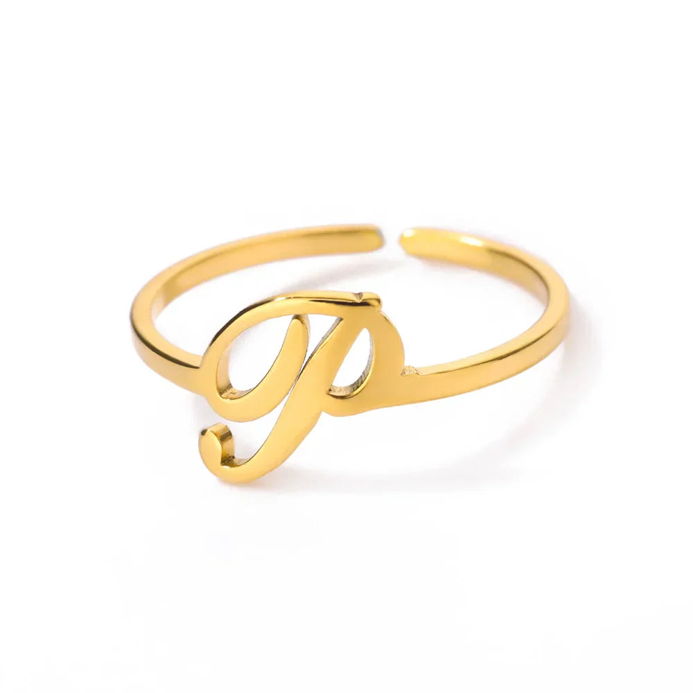 Personalized thin ring with initial p