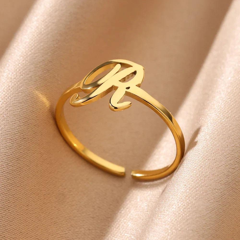 Personalized thin ring with initial