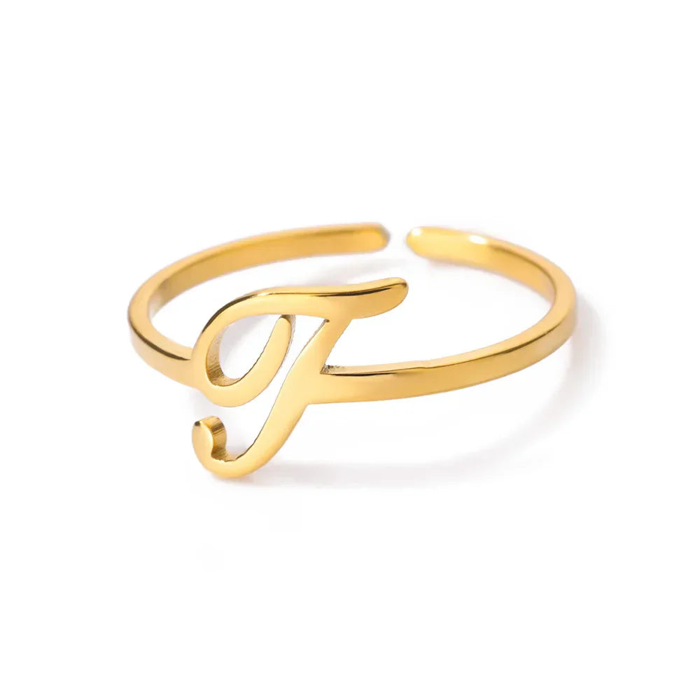 Personalized thin ring with initial j