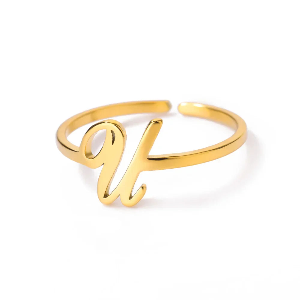Personalized thin ring with initial u