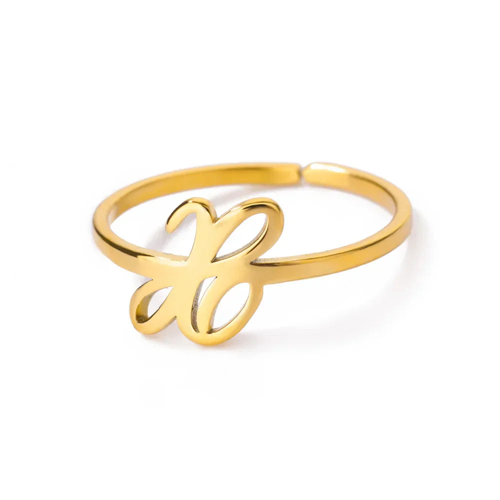Personalized thin ring with initial x