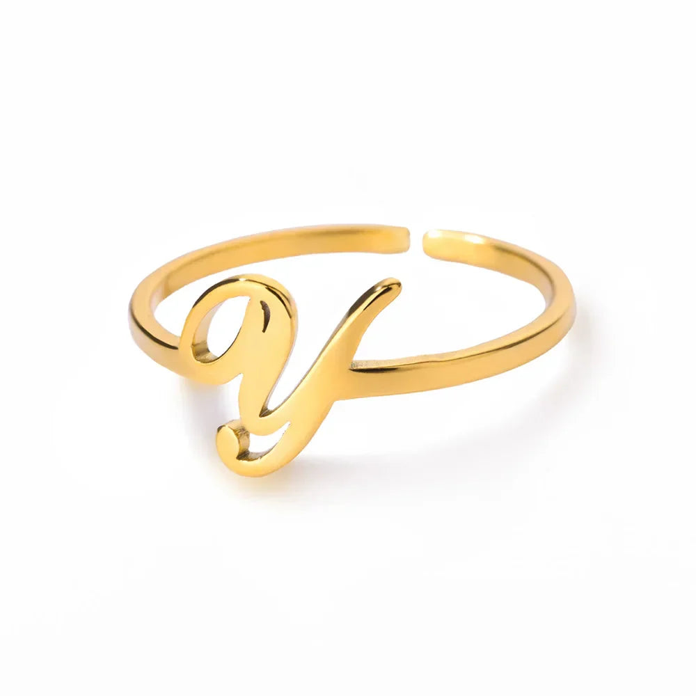 Personalized thin ring with initial y