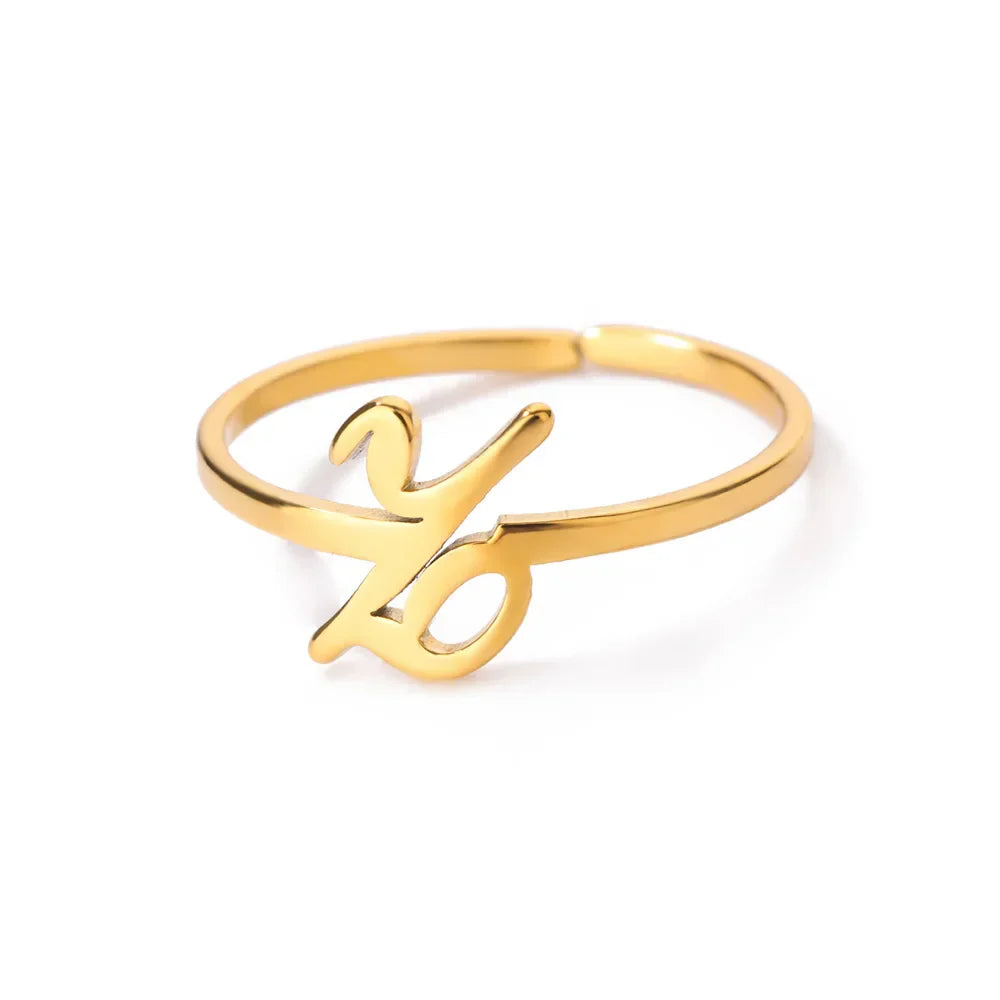 Personalized thin ring with initial z