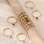Delicate gold-plated ring with heart-shaped November birthstone