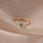 Delicate gold-plated ring with heart-shaped birthstone