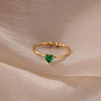 Delicate gold-plated ring with heart-shaped birthstone