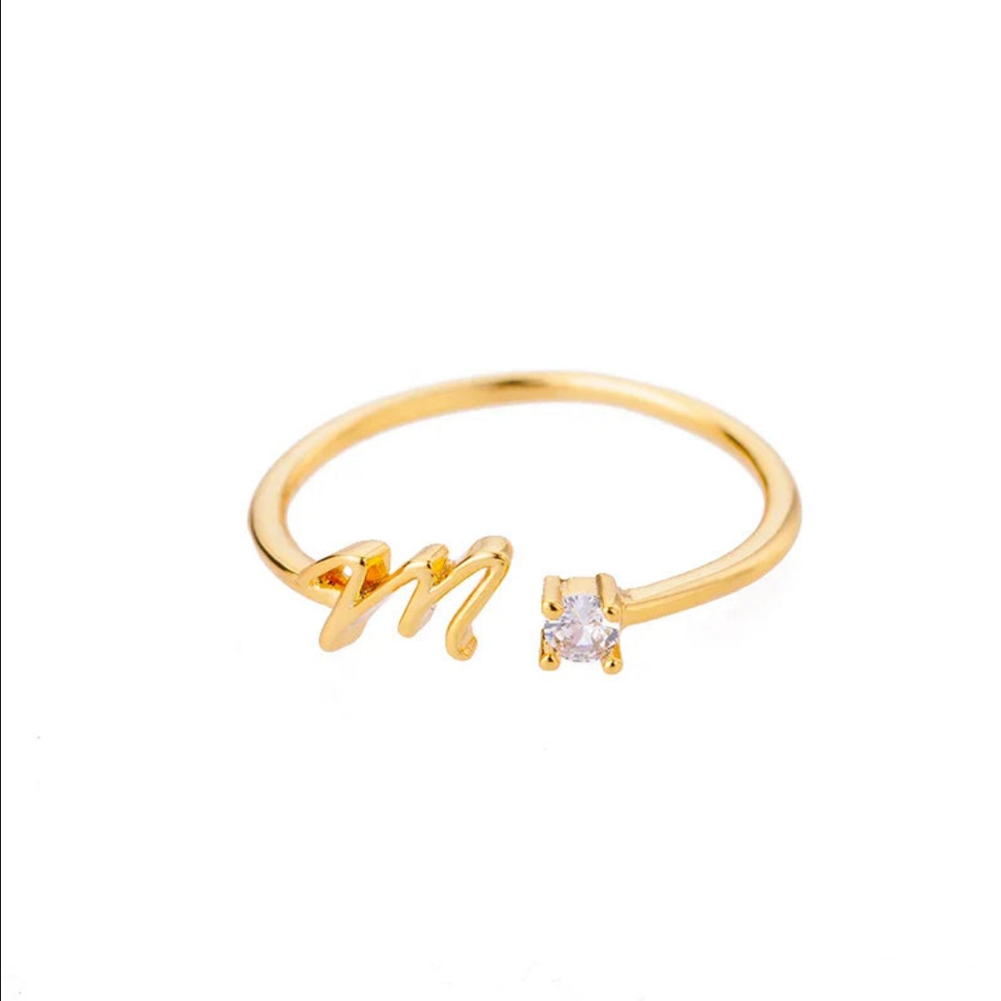 Fine ring for women with initial - letter M