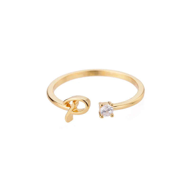 Fine ring for women personalized with initial p