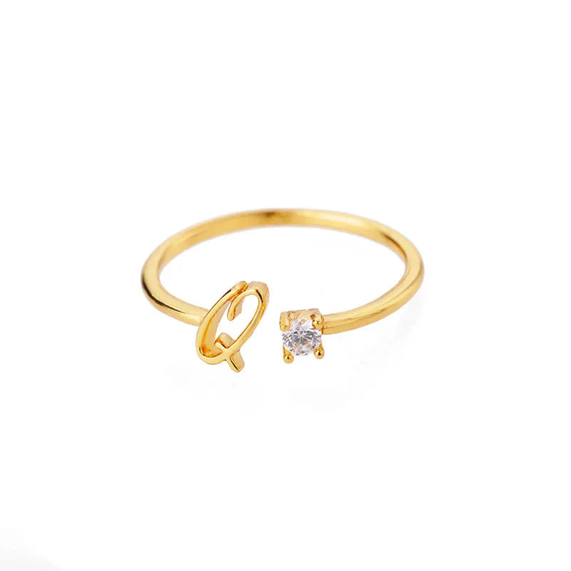 Fine ring for women personalized with initial q