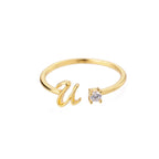 Fine ring for women personalized with initial u