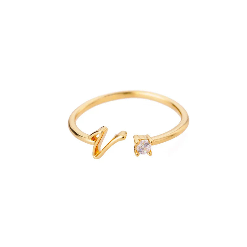 Fine ring for women personalized with initial v