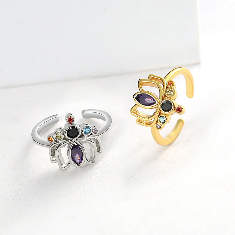 7 Chakras Lotus Flower Ring for Women 