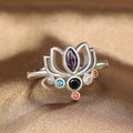 7 Chakras Lotus Flower Ring for Women silver