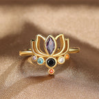 7 Chakras Lotus Flower Ring for Women gold