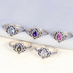 Lotus Flower Ring Silver Women