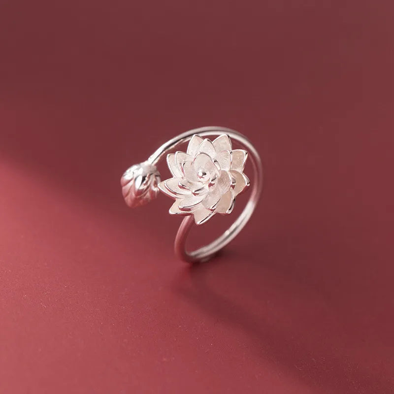 White Lotus Flower Ring for Women