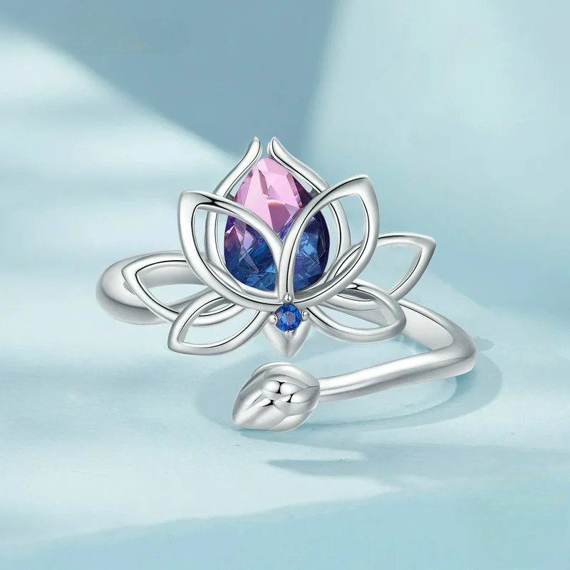 Crystal Lotus Flower Ring