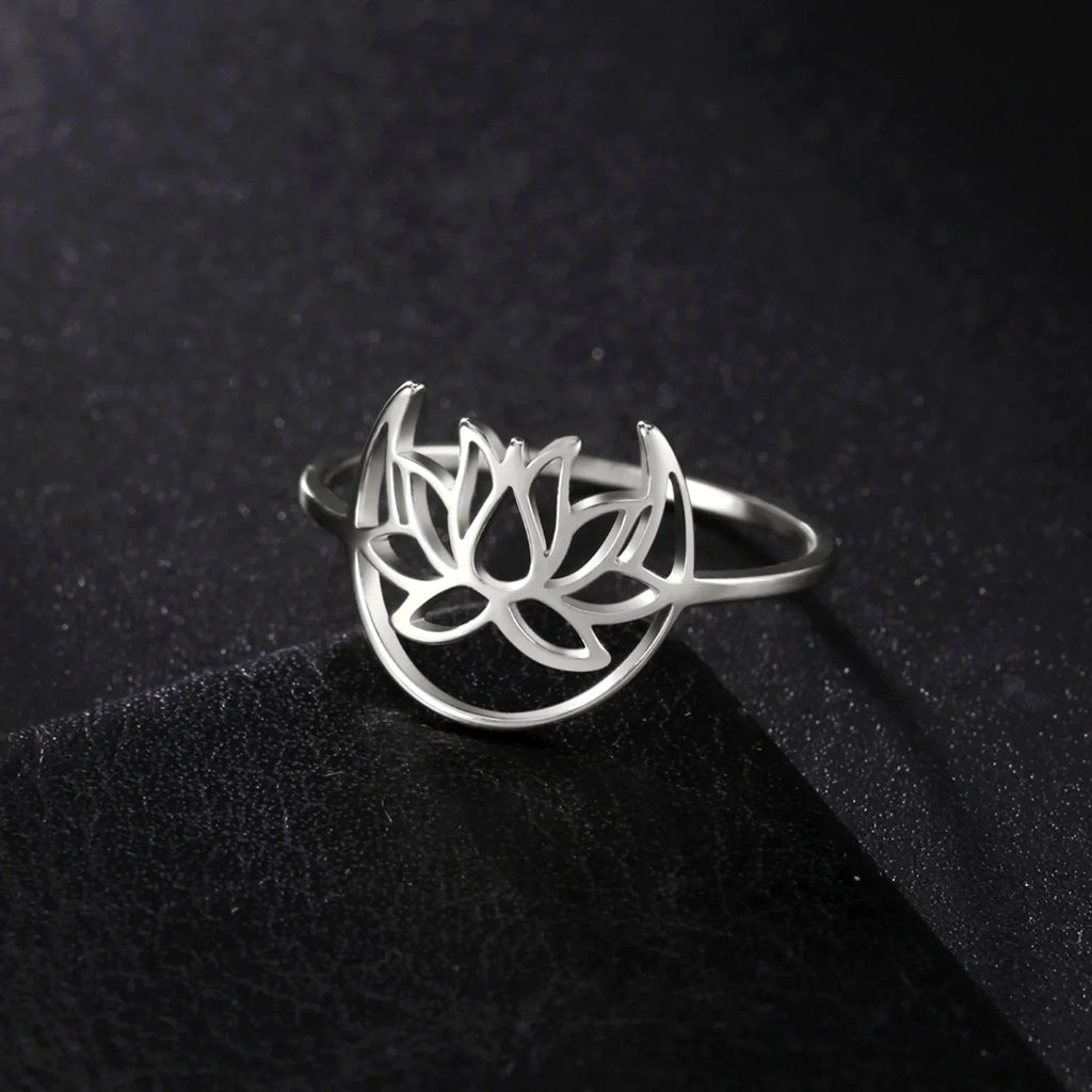 Zen Lotus Flower Women's Silver Ring