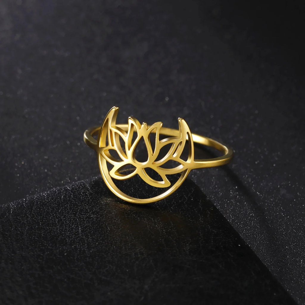 Zen Lotus Flower Women's Gold Ring