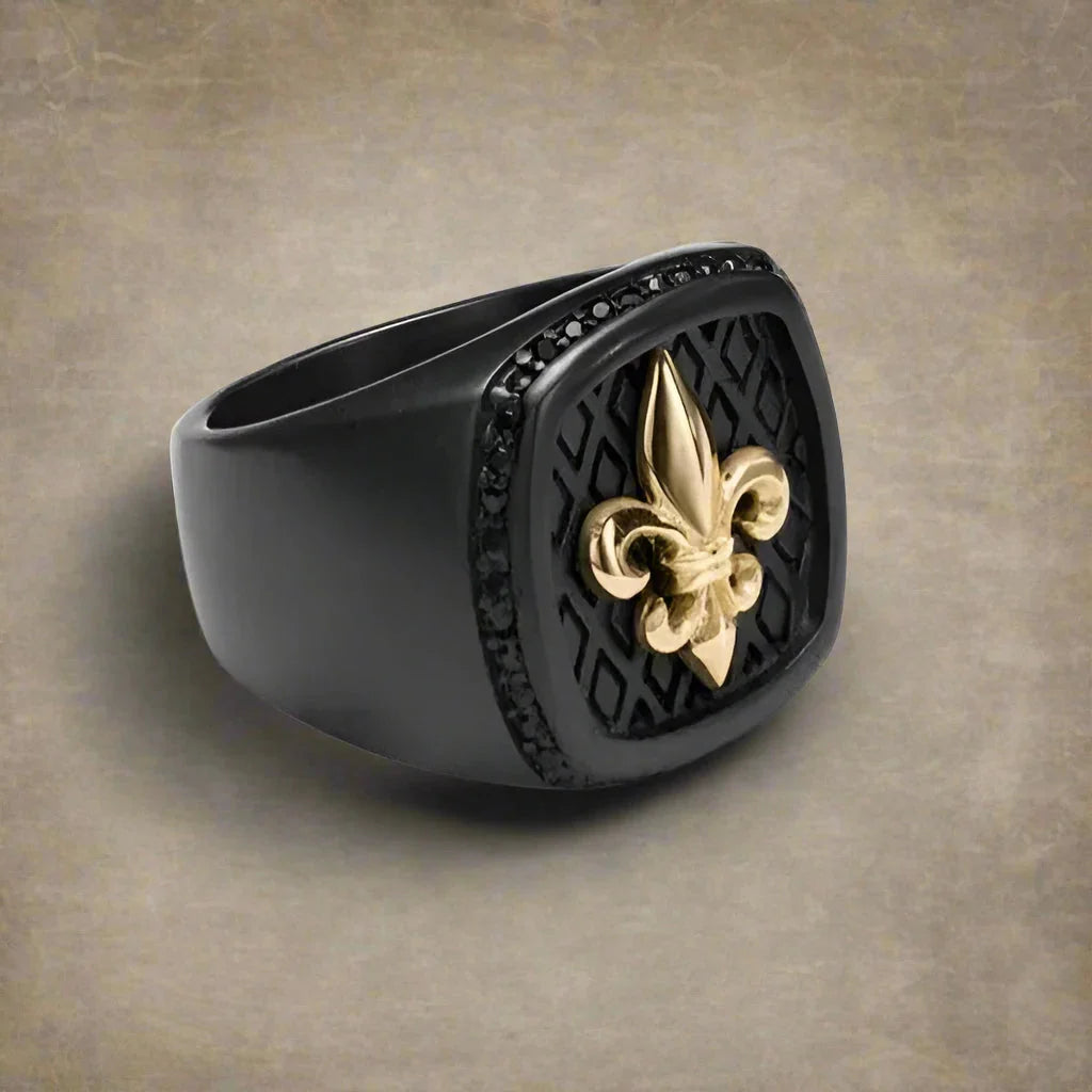 Gold Fleur-de-Lis Signet Ring