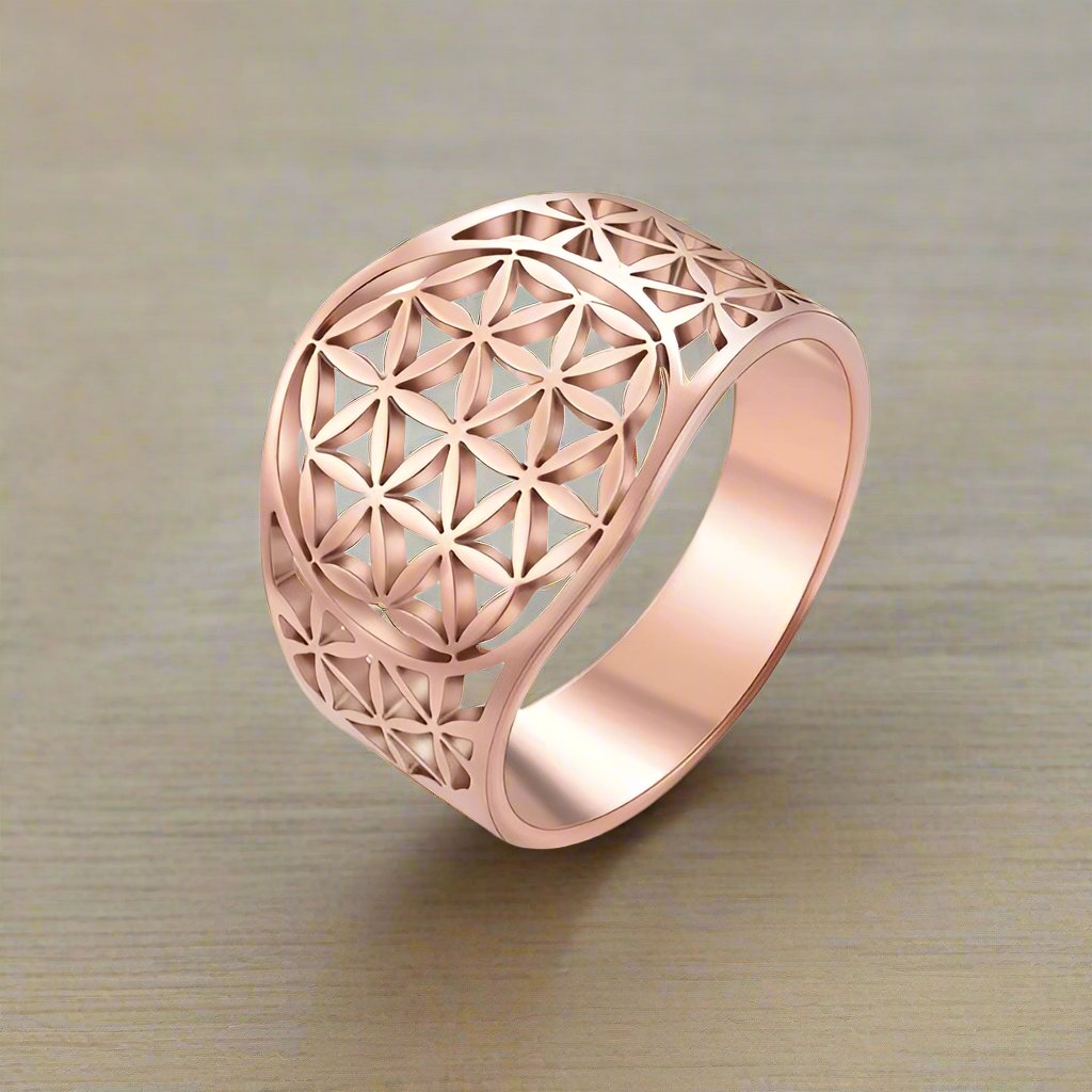 Flower of Life Ring Women's Ring Rose Gold