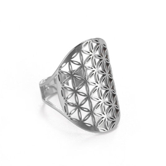 Flower of Life Ring Dawapara Mandala Silver