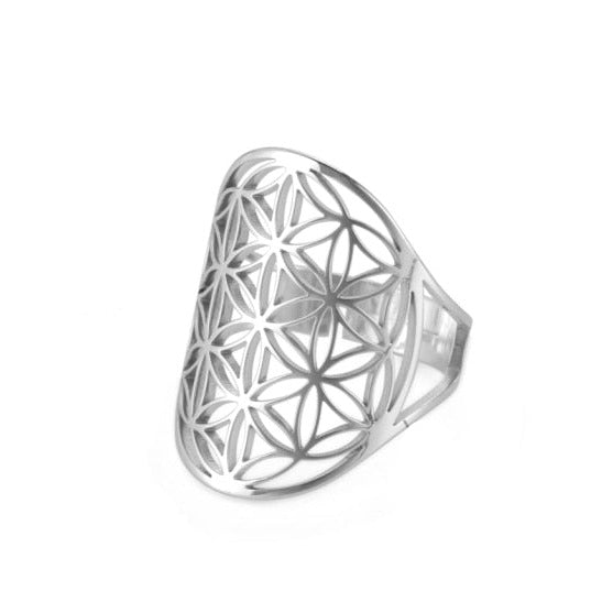 Flower of Life Ring Dawapara Mandala Silver