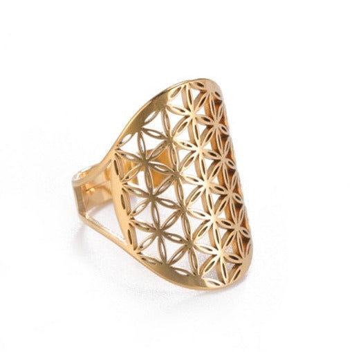 Flower of Life Ring Dawapara Mandala Gold