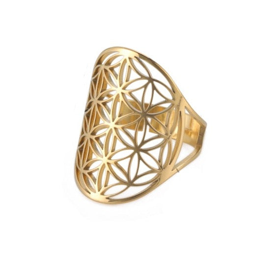 Flower of Life Ring Dawapara Mandala Gold