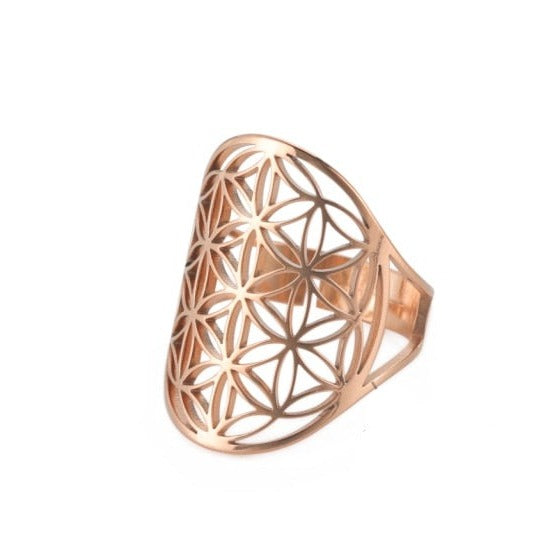Flower of Life Ring Dawapara Mandala Gold